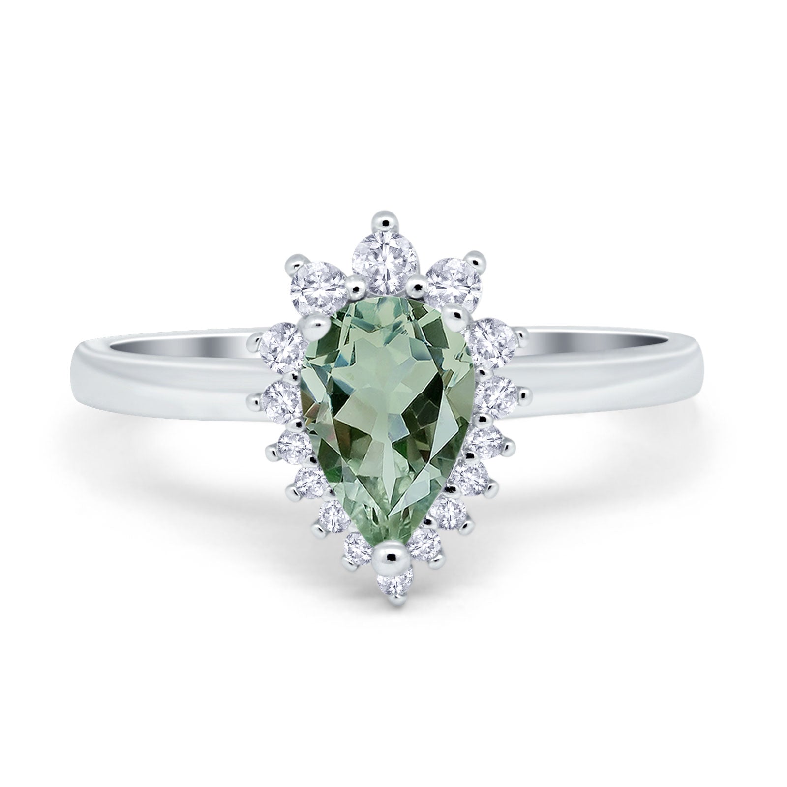 Art Deco Pear Natural Stone Wedding Ring