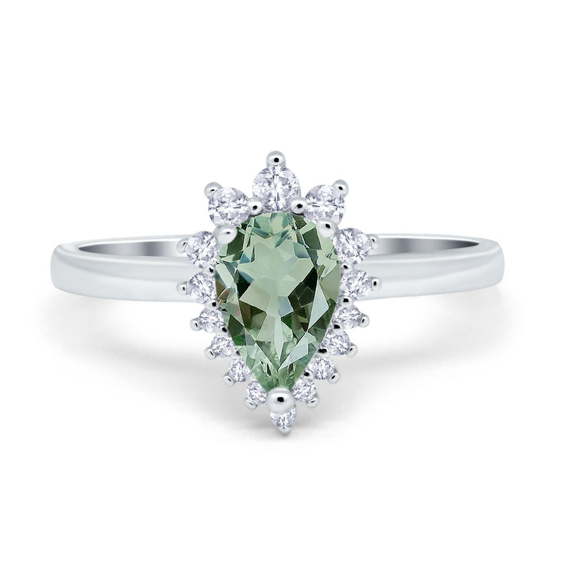 Art Deco Pear Natural Stone Wedding Ring