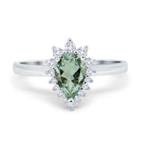 Art Deco Pear Natural Stone Wedding Ring