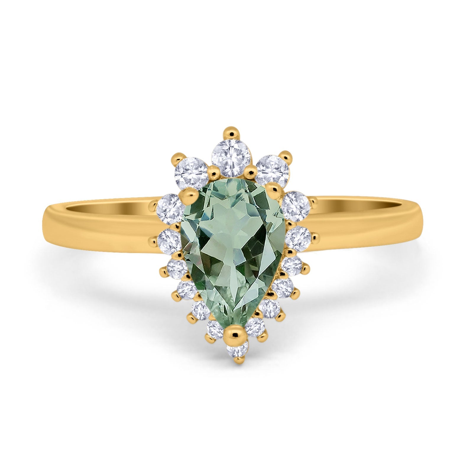 Art Deco Pear Natural Stone Wedding Ring