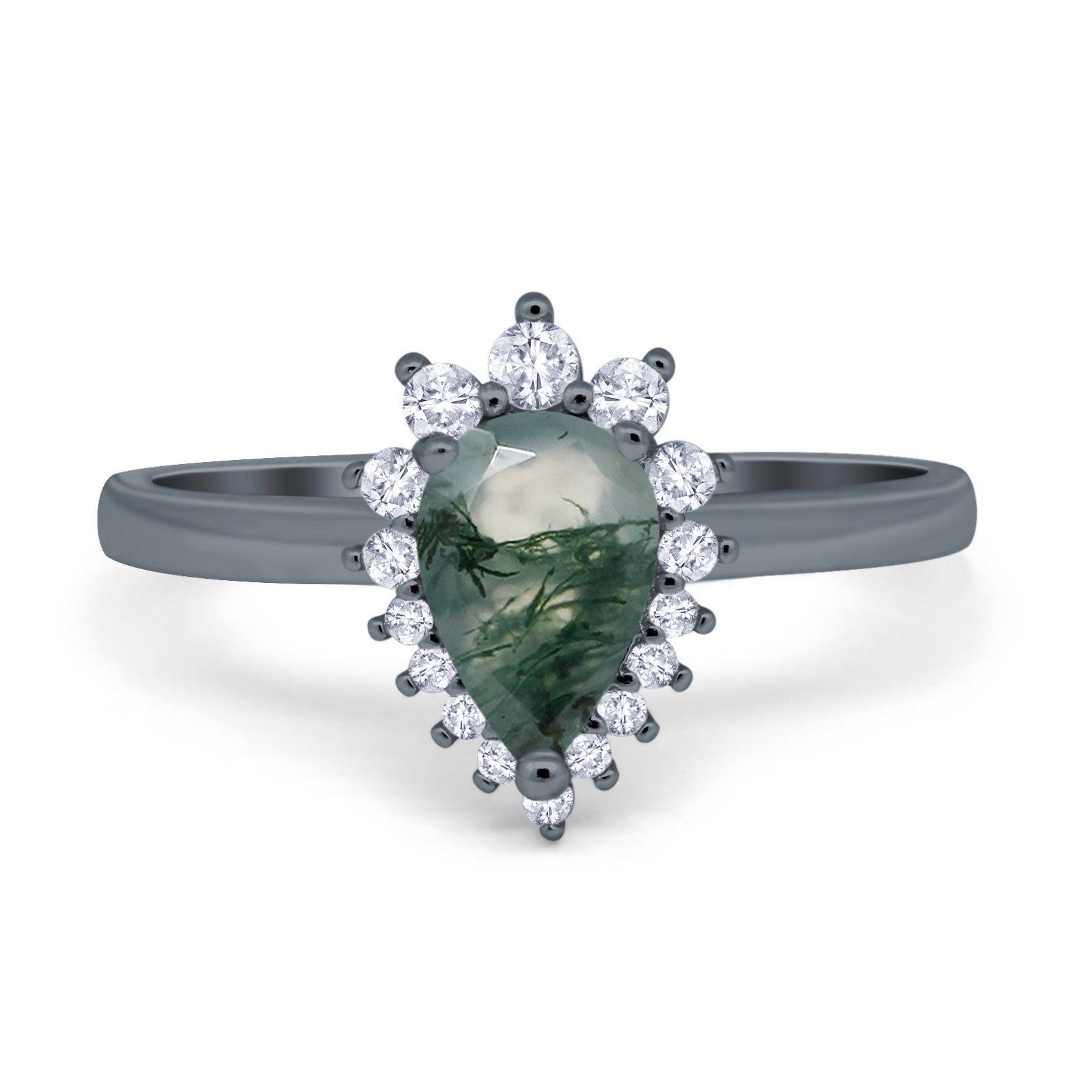 Art Deco Pear Natural Stone Wedding Ring