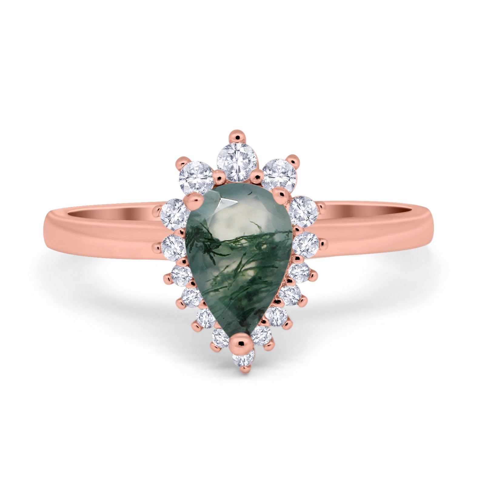 Art Deco Pear Natural Stone Wedding Ring