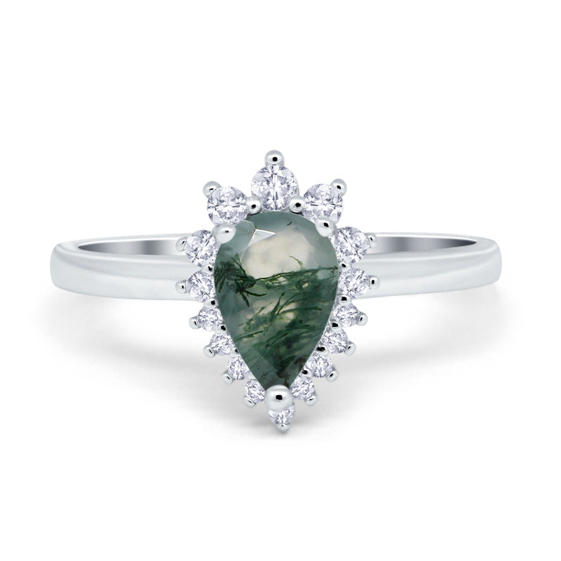 Art Deco Pear Natural Stone Wedding Ring