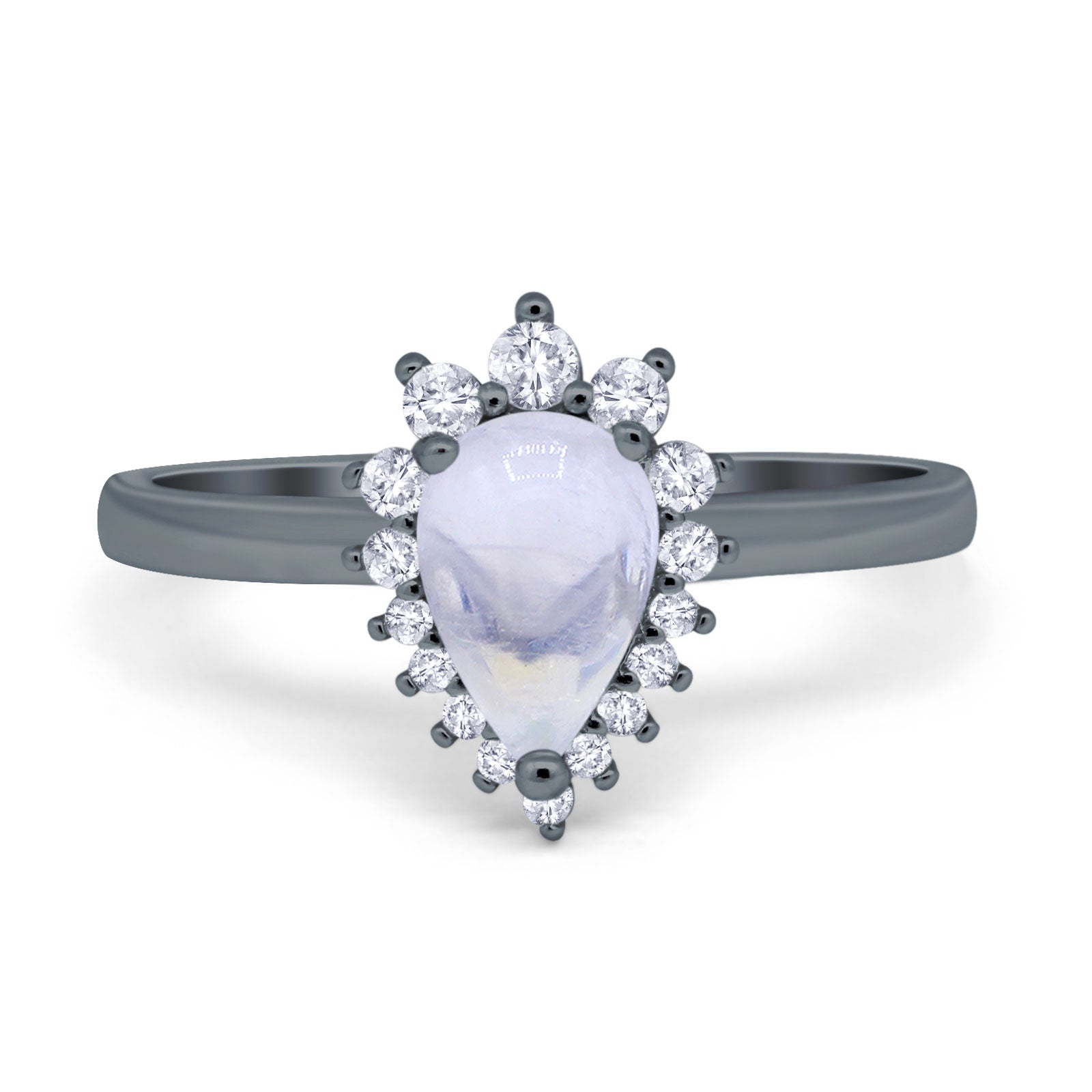 Art Deco Pear Natural Stone Wedding Ring