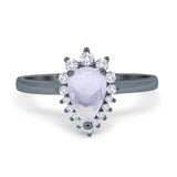 Art Deco Pear Natural Stone Wedding Ring