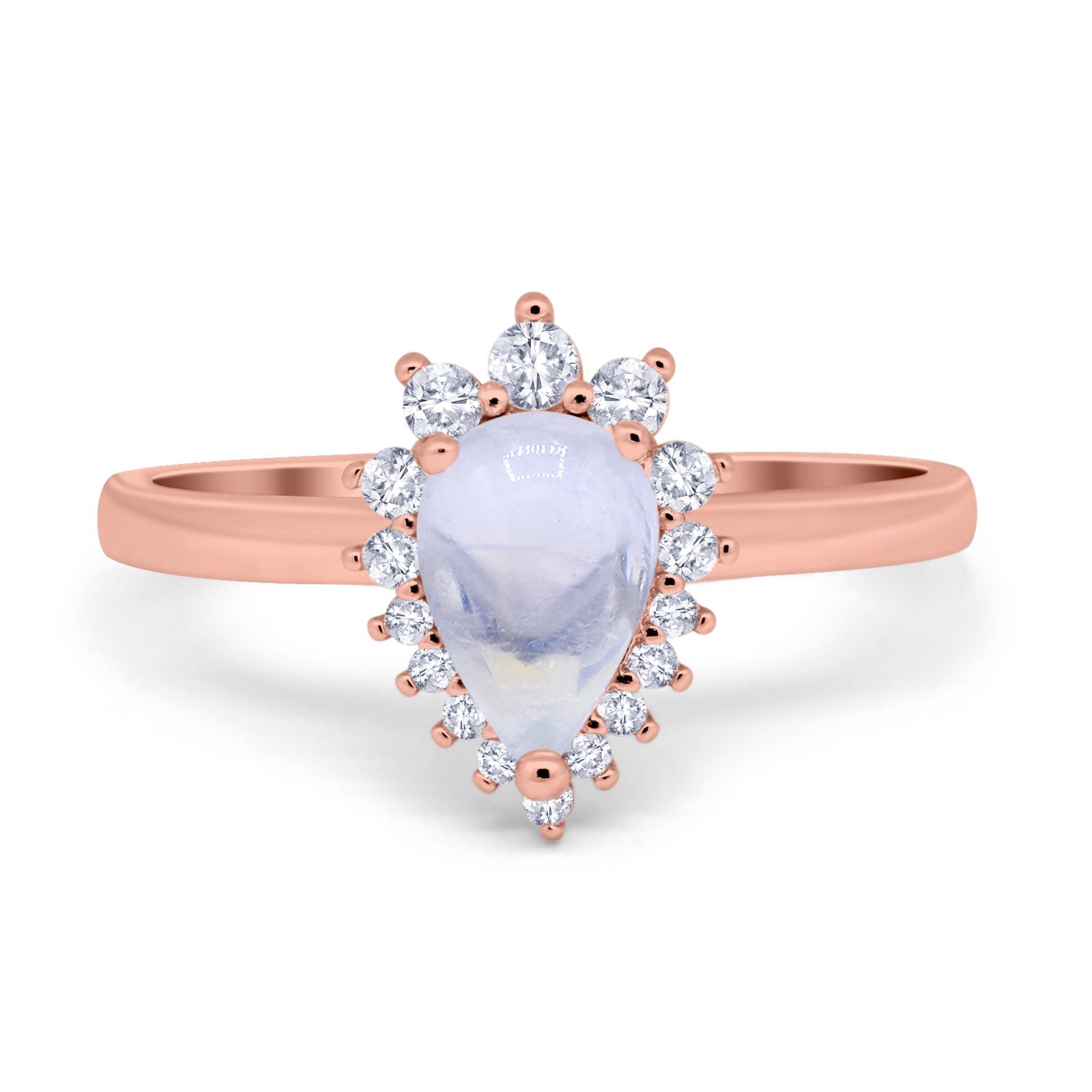 Art Deco Pear Natural Stone Wedding Ring