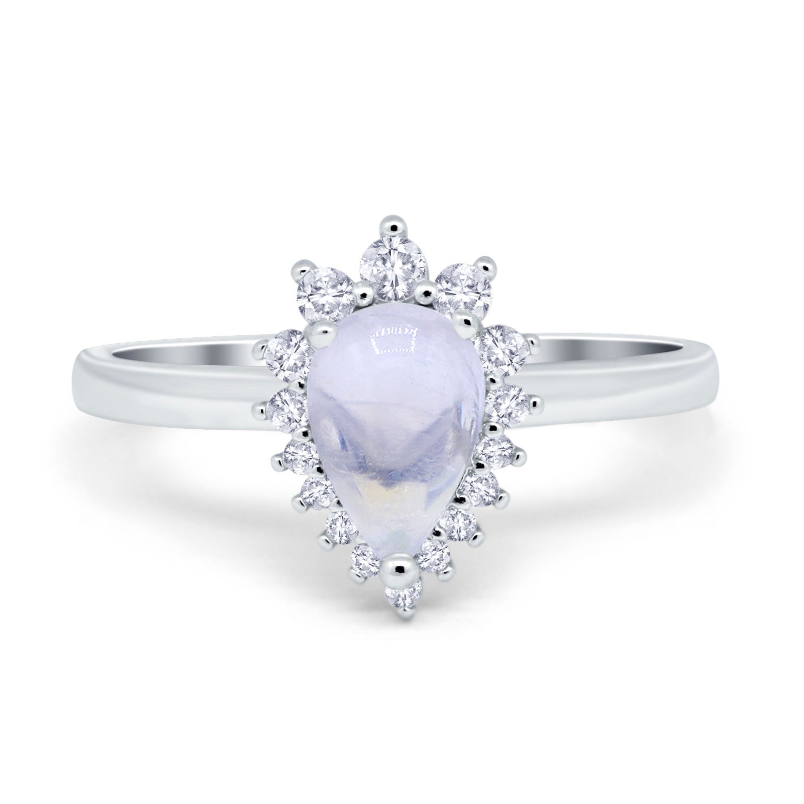 Art Deco Pear Natural Stone Wedding Ring