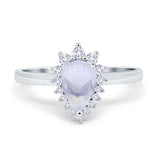 Art Deco Pear Natural Stone Wedding Ring