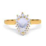 Art Deco Pear Natural Stone Wedding Ring