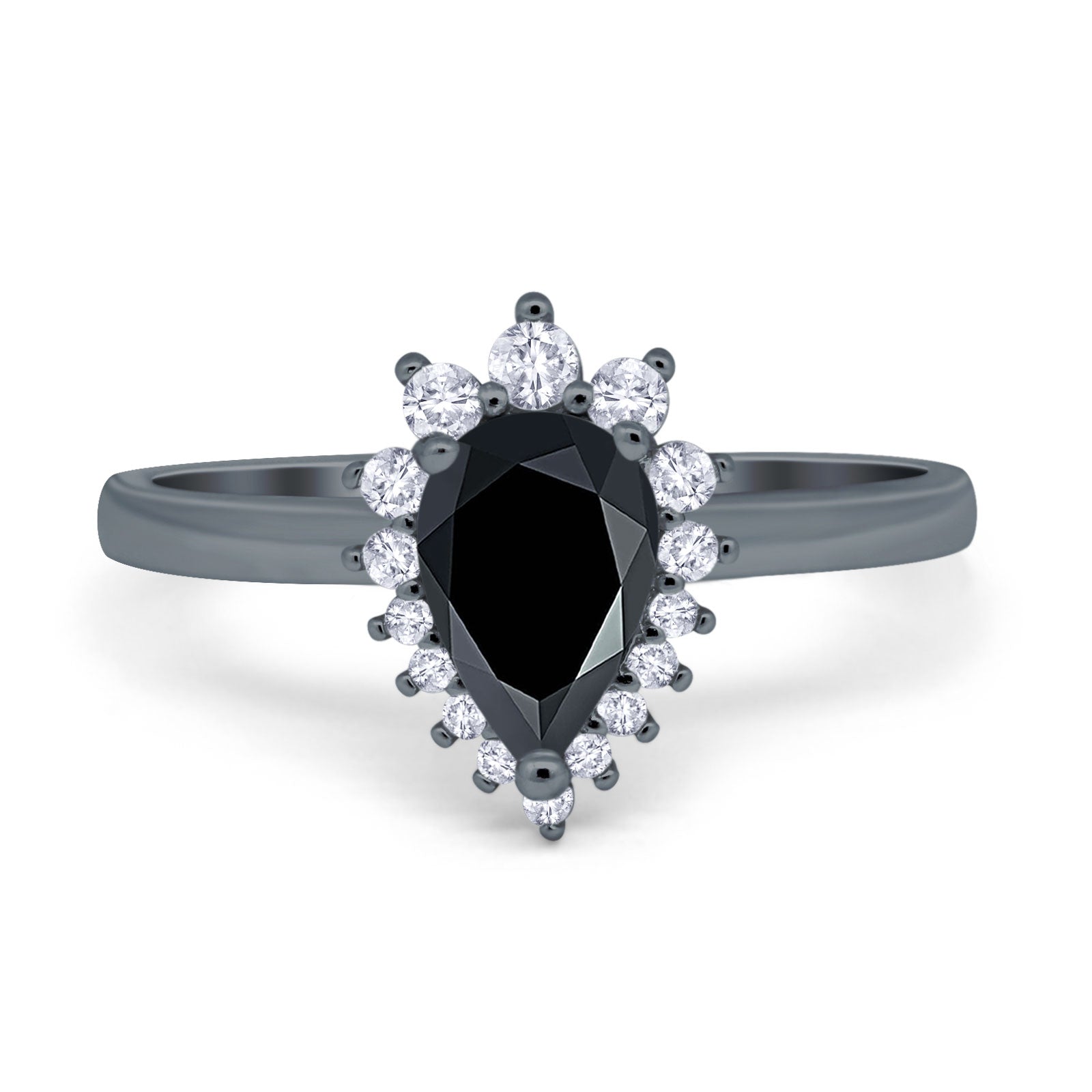Art Deco Pear Natural Stone Wedding Ring