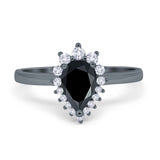 Art Deco Pear Natural Stone Wedding Ring