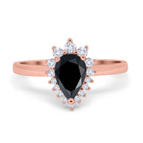 Art Deco Pear Natural Stone Wedding Ring