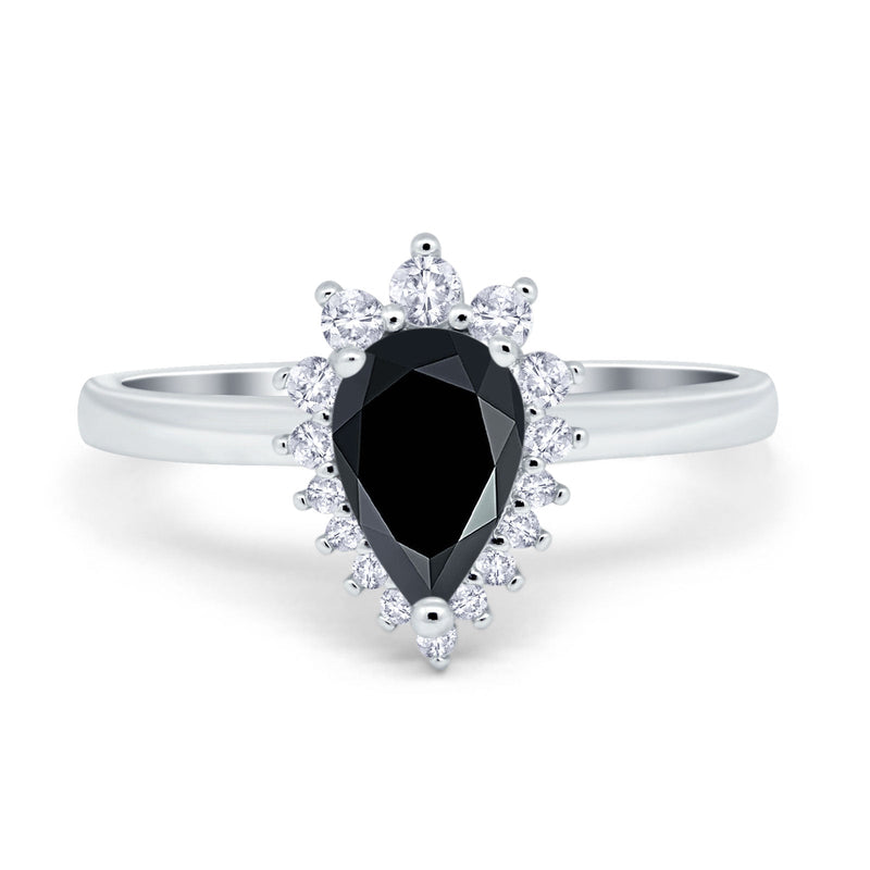 Art Deco Pear Natural Stone Wedding Ring