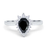 Art Deco Pear Natural Stone Wedding Ring