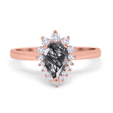 Art Deco Pear Natural Stone Wedding Ring