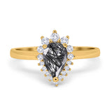 Art Deco Pear Natural Stone Wedding Ring