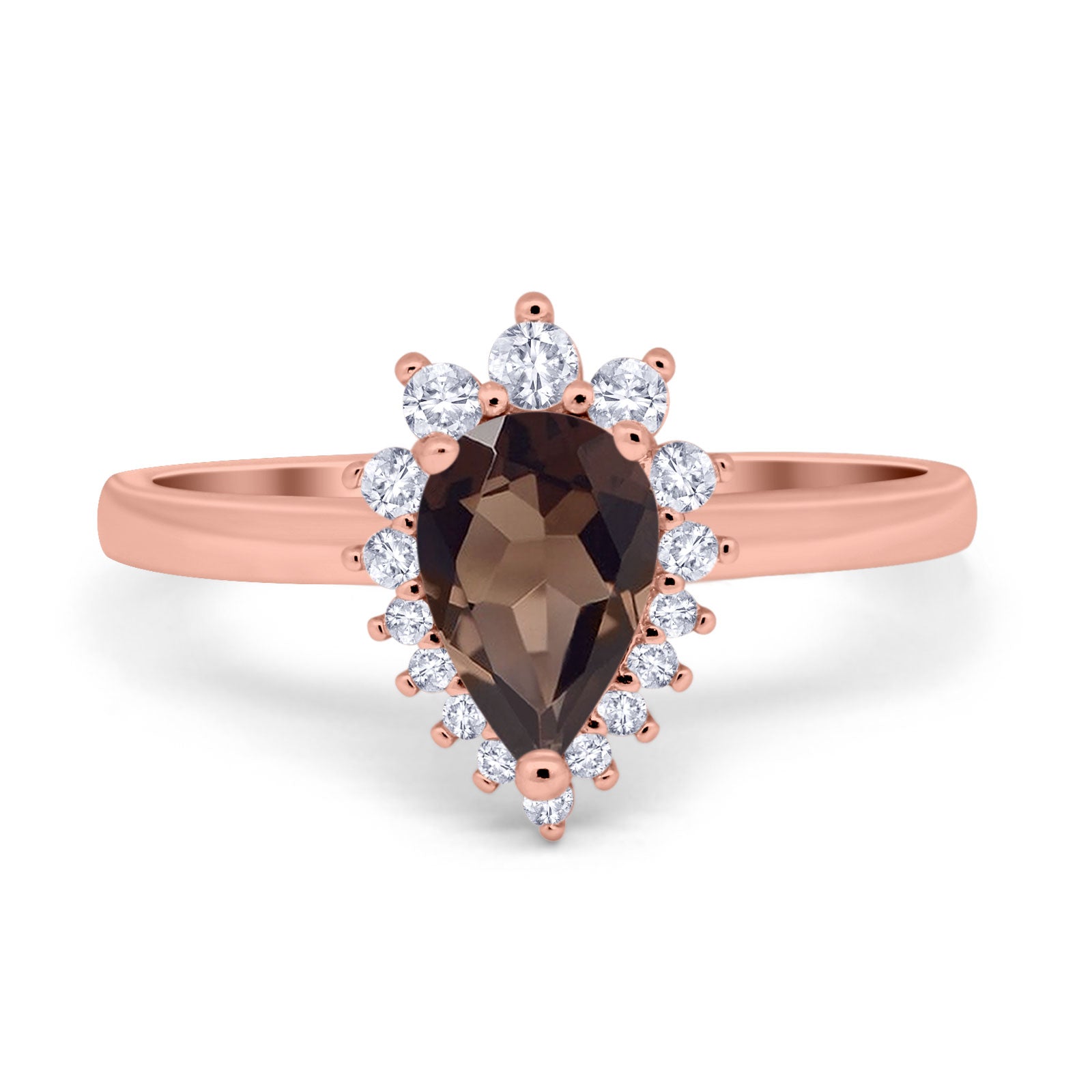 Art Deco Pear Natural Stone Wedding Ring