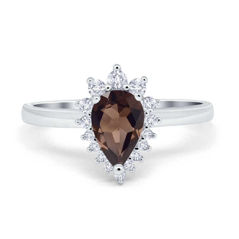 Art Deco Pear Natural Stone Wedding Ring