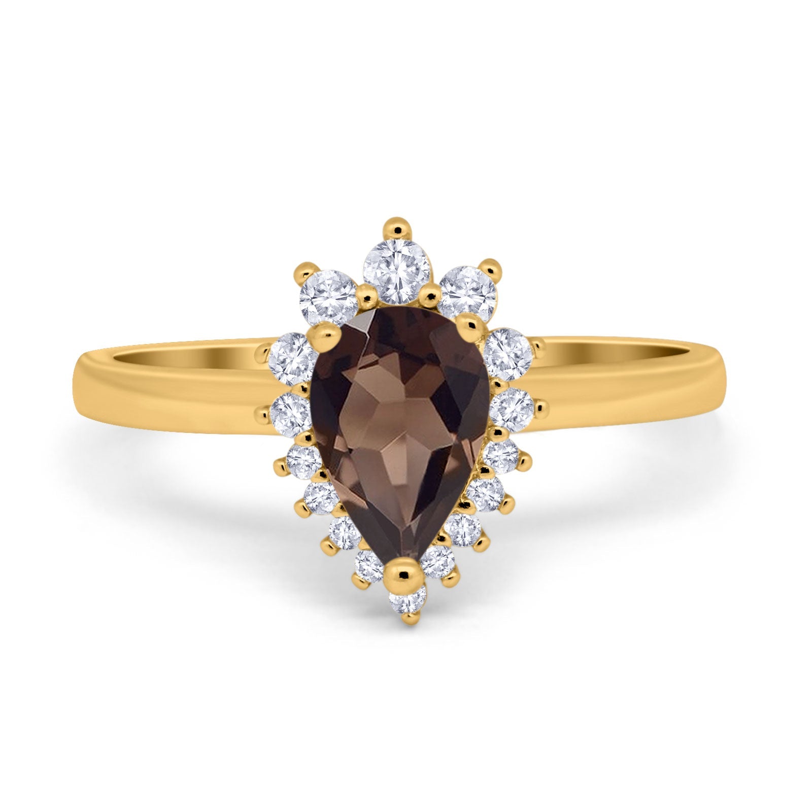 Art Deco Pear Natural Stone Wedding Ring