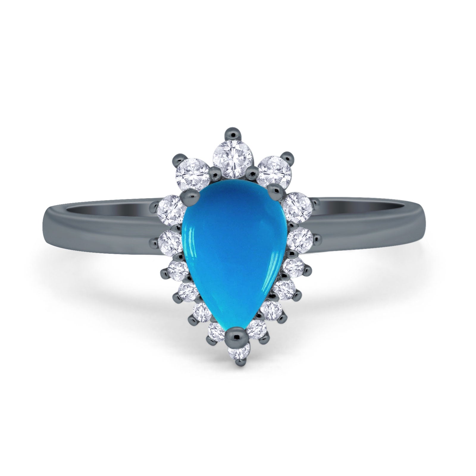 Art Deco Pear Natural Stone Wedding Ring