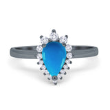 Art Deco Pear Natural Stone Wedding Ring