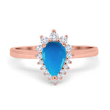Art Deco Pear Natural Stone Wedding Ring