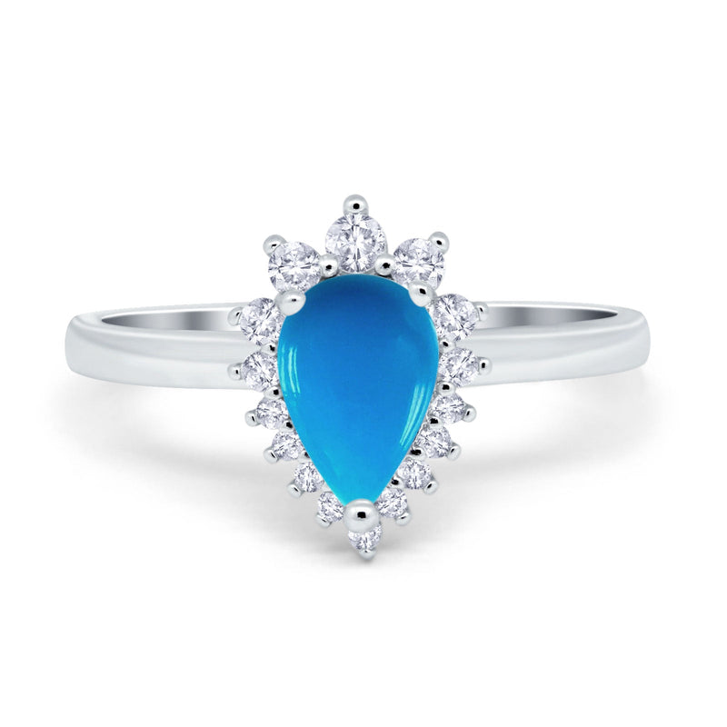 Art Deco Pear Natural Stone Wedding Ring