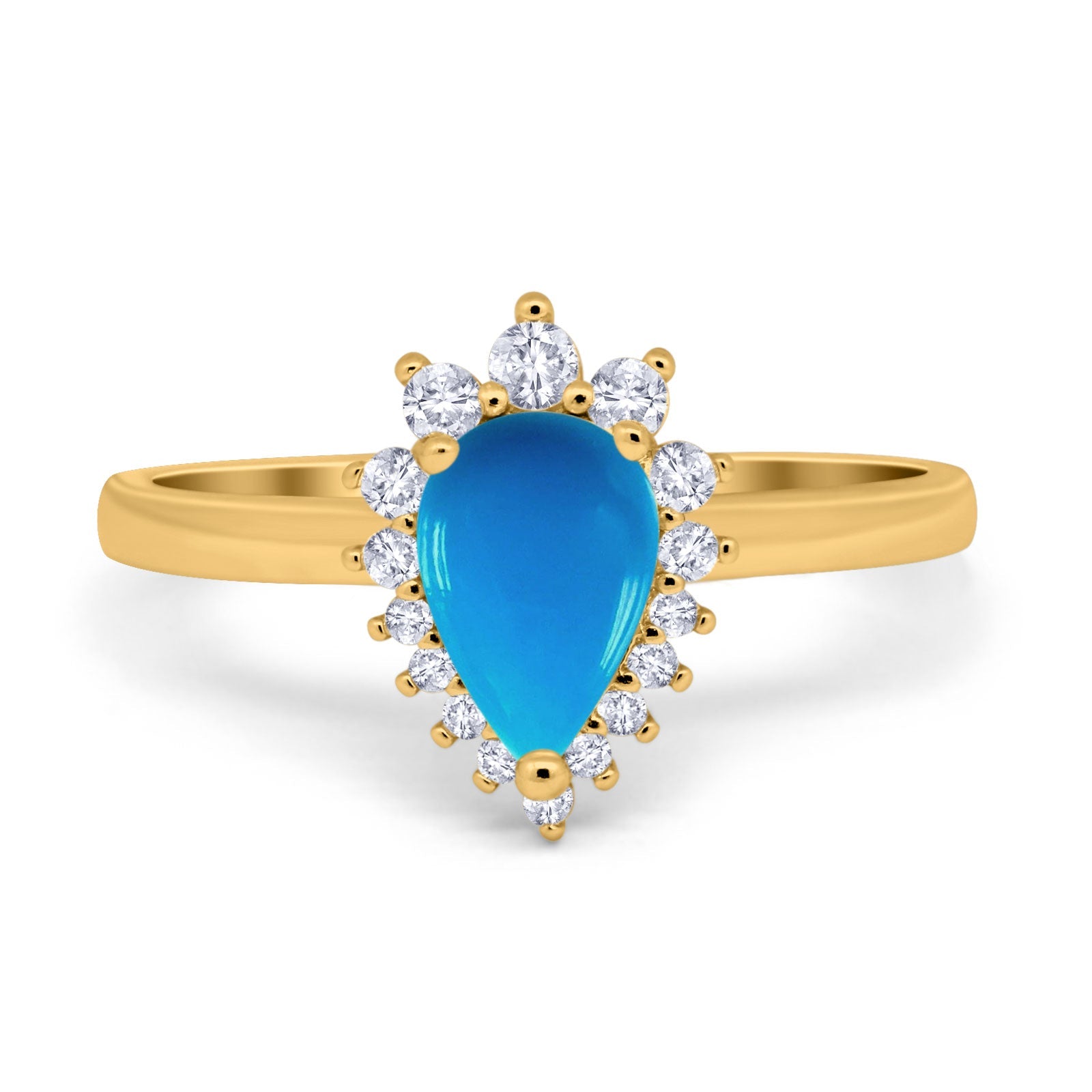 Art Deco Pear Natural Stone Wedding Ring