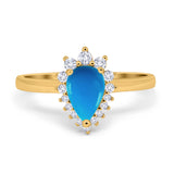 Art Deco Pear Natural Stone Wedding Ring