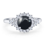 Art Deco Round Natural Stone Flower Ring