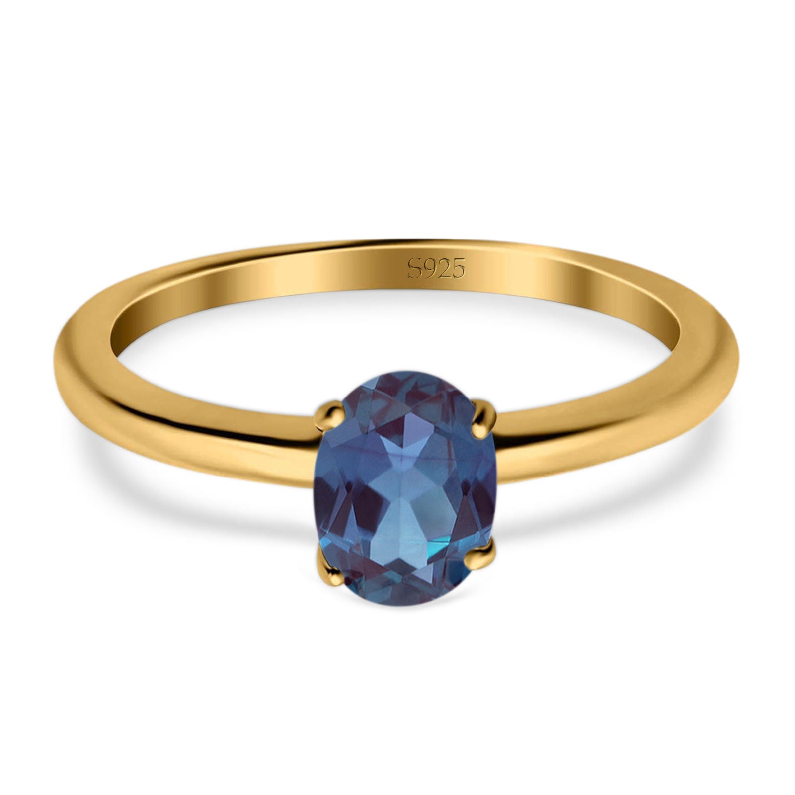 Minimalist Oval Natural Stone Solitaire Ring