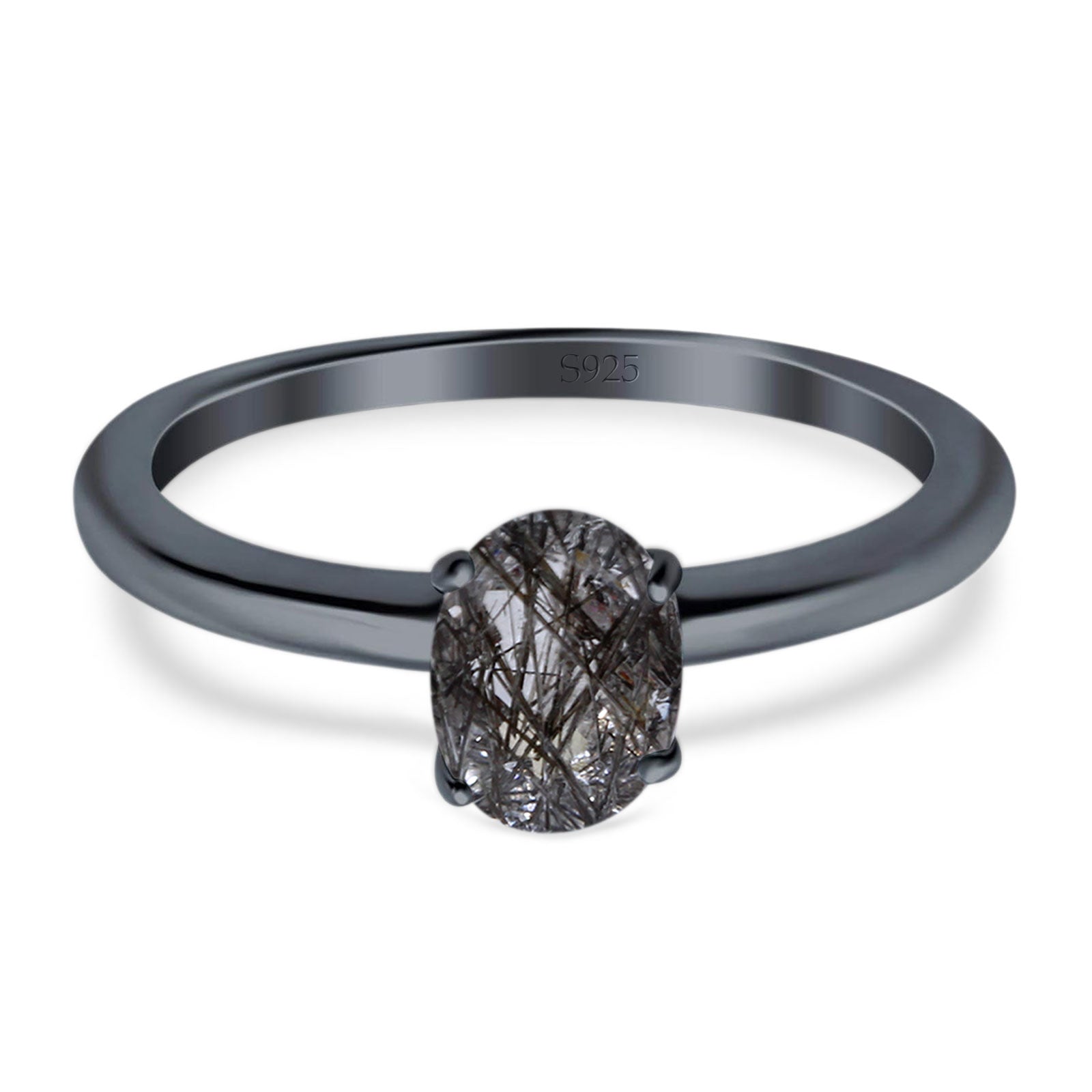 Minimalist Oval Natural Stone Solitaire Ring