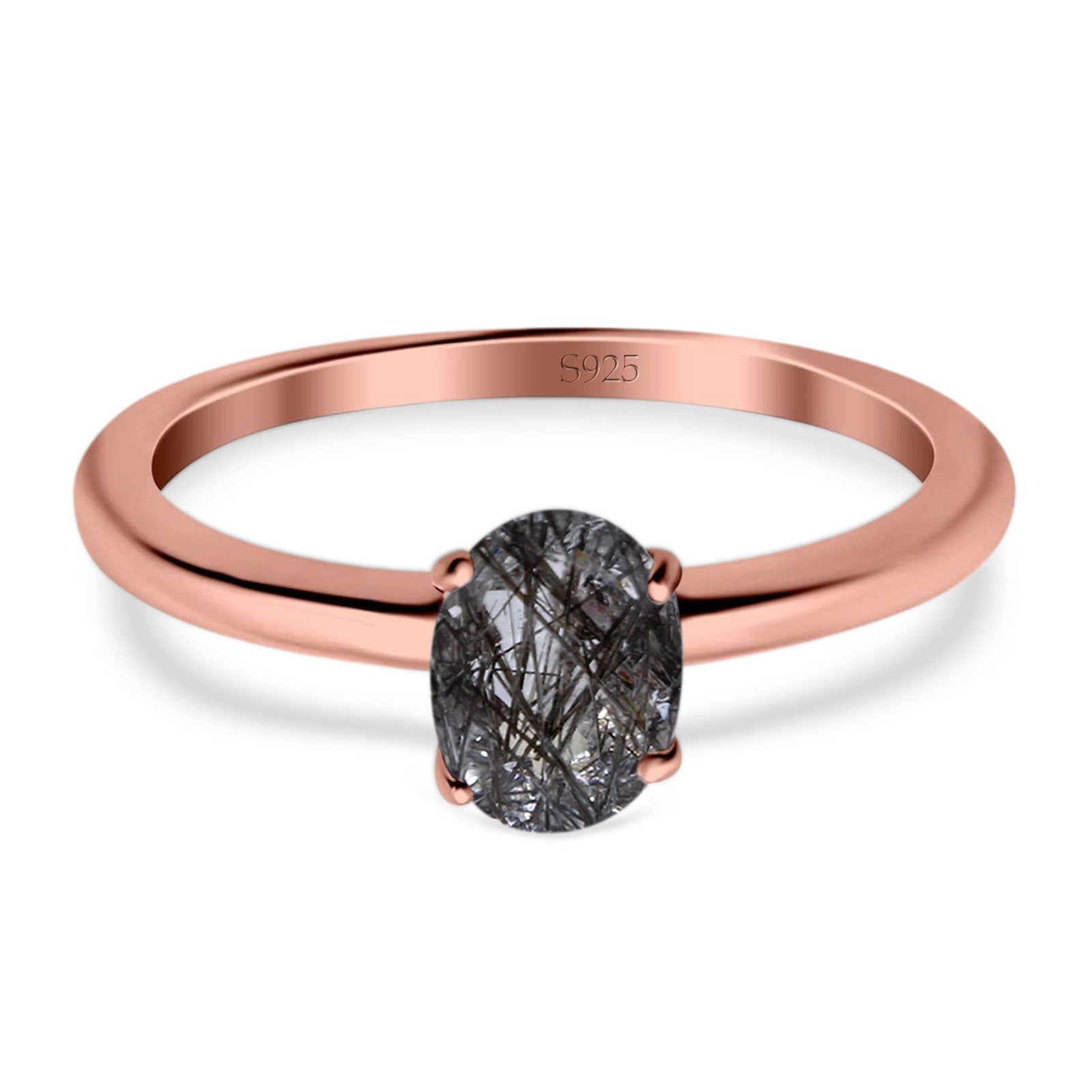 Minimalist Oval Natural Stone Solitaire Ring