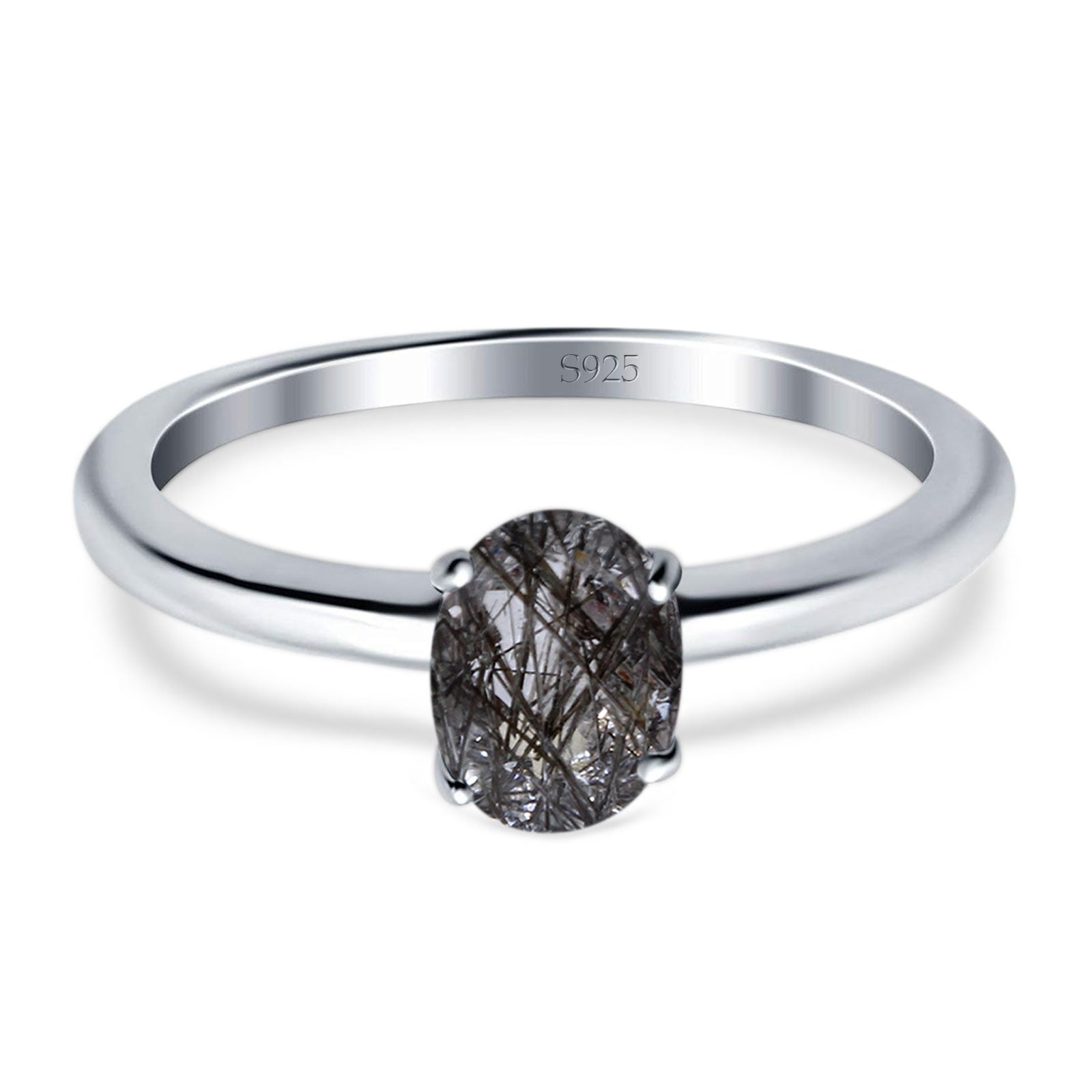 Minimalist Oval Natural Stone Solitaire Ring