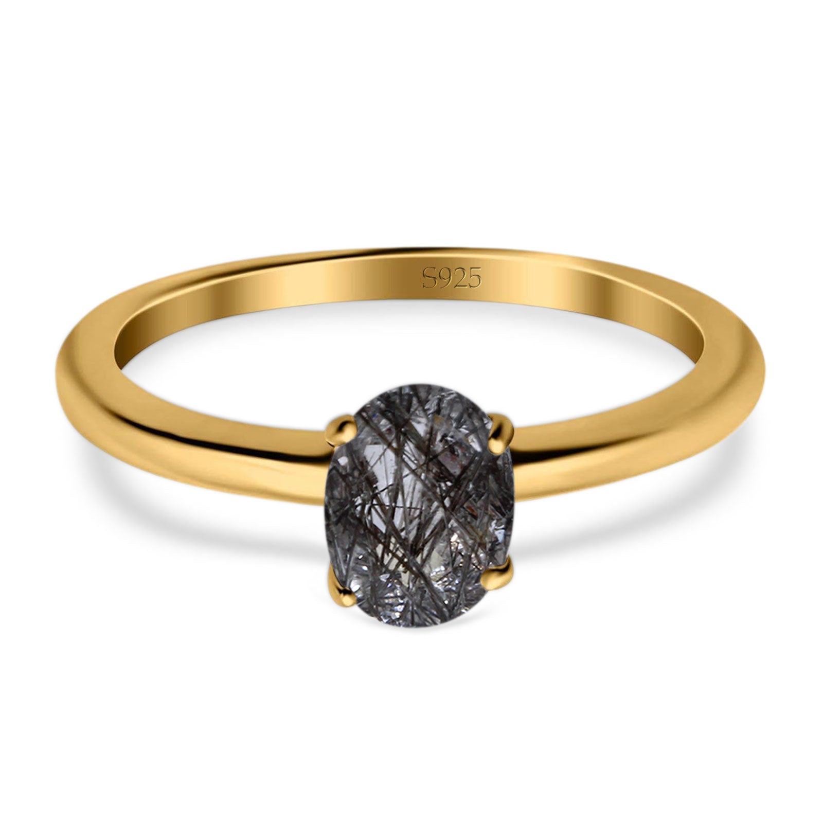Minimalist Oval Natural Stone Solitaire Ring