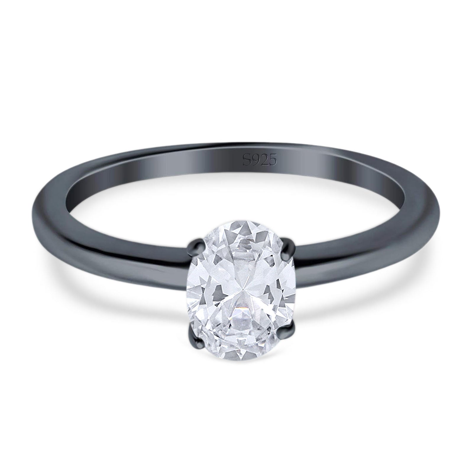 Art Deco Oval Natural Stone Solitaire Ring
