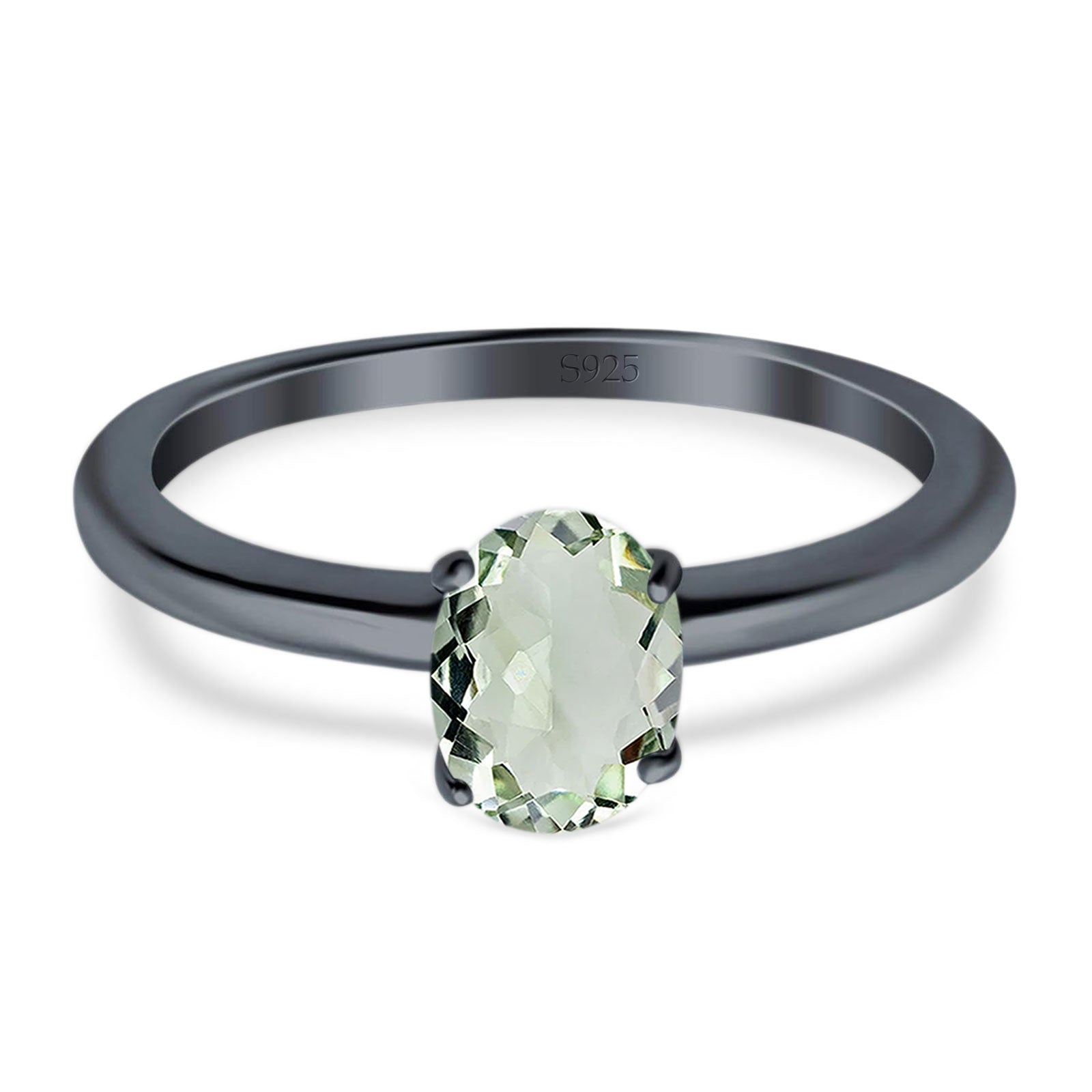 Art Deco Oval Natural Stone Solitaire Ring