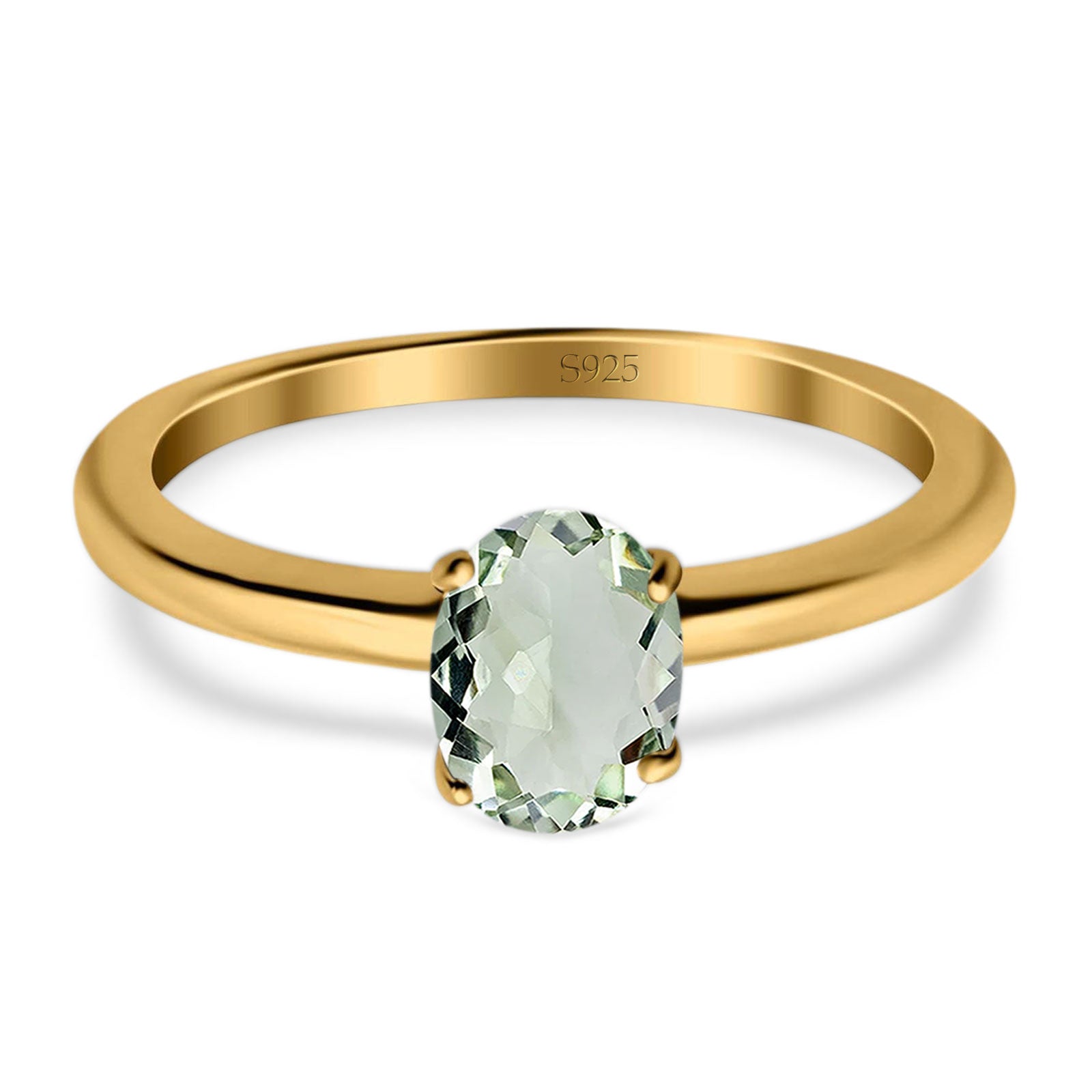 Art Deco Oval Natural Stone Solitaire Ring
