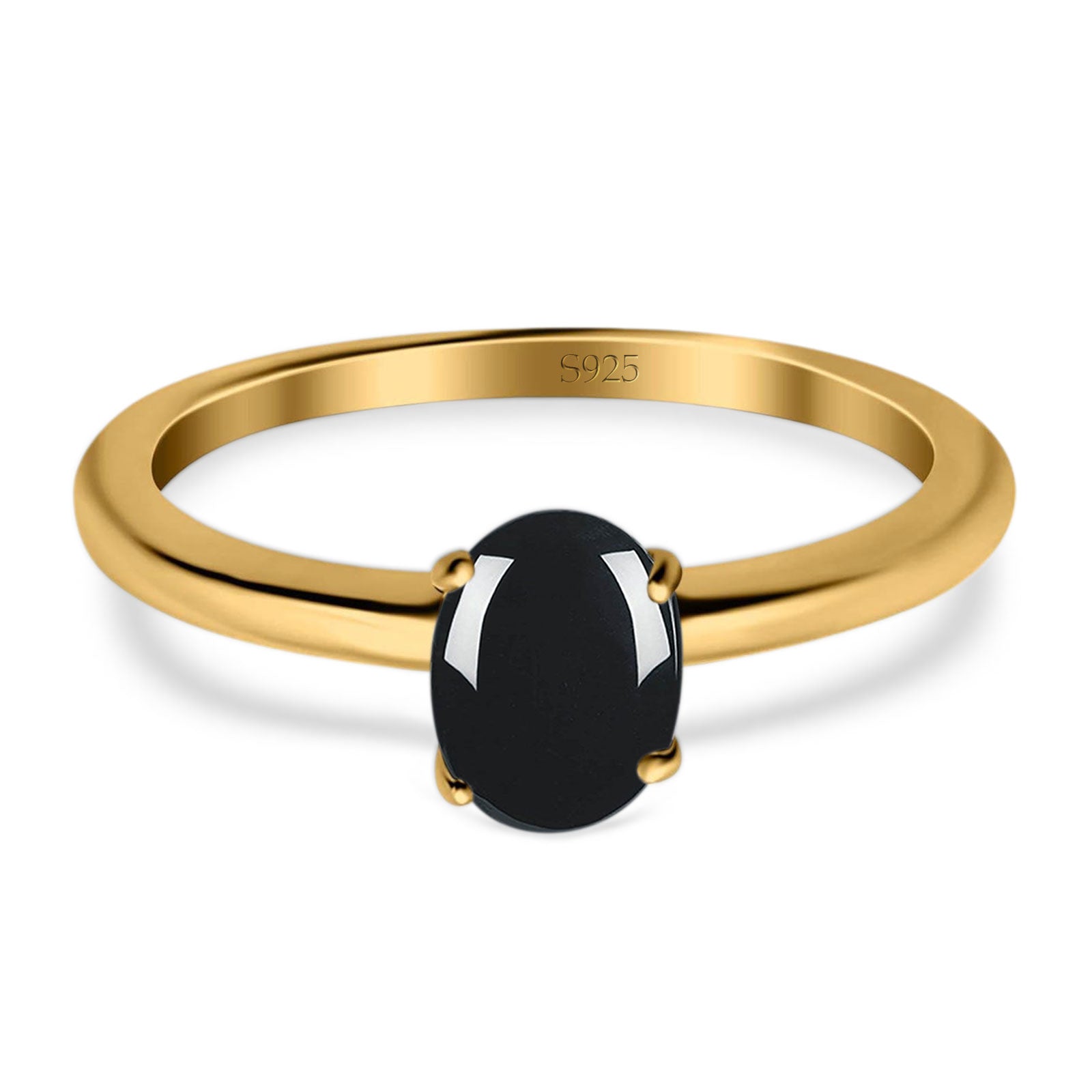Art Deco Oval Natural Stone Solitaire Ring