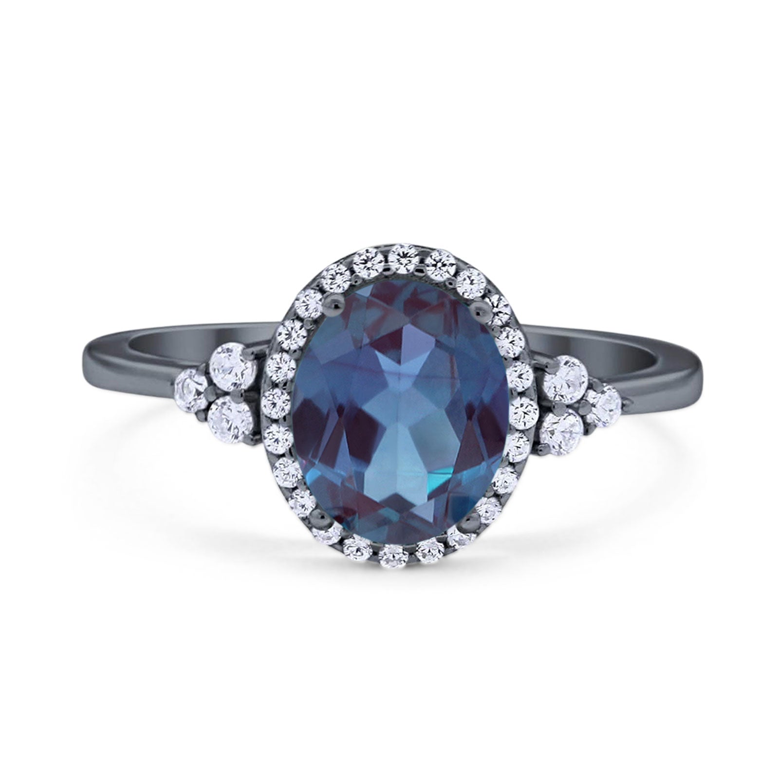 Art Deco Oval Natural Stone Wedding Ring