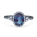 Art Deco Oval Natural Stone Wedding Ring