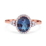 Art Deco Oval Natural Stone Wedding Ring