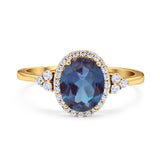 Art Deco Oval Natural Stone Wedding Ring