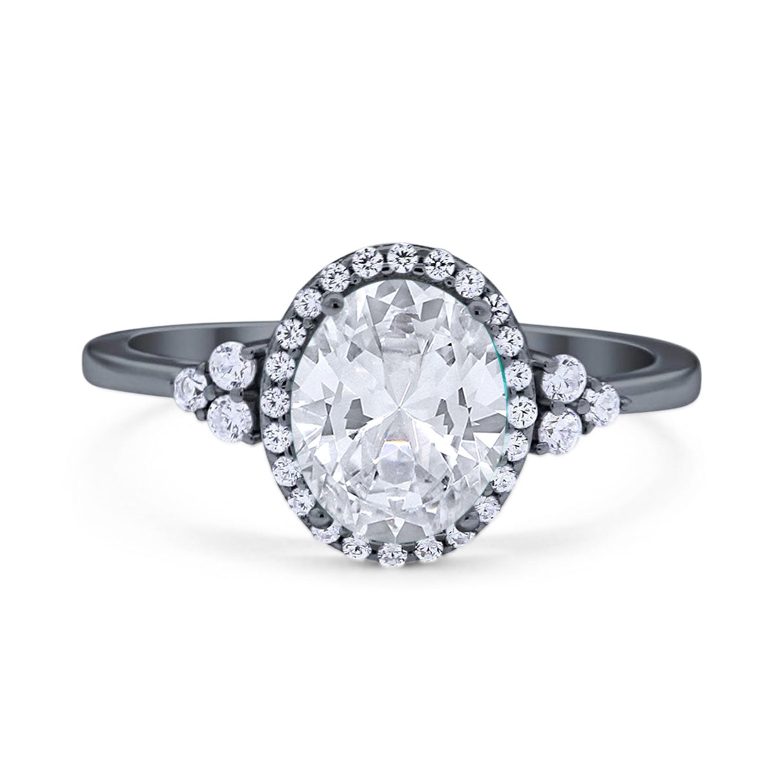 Art Deco Oval Natural Stone Wedding Ring