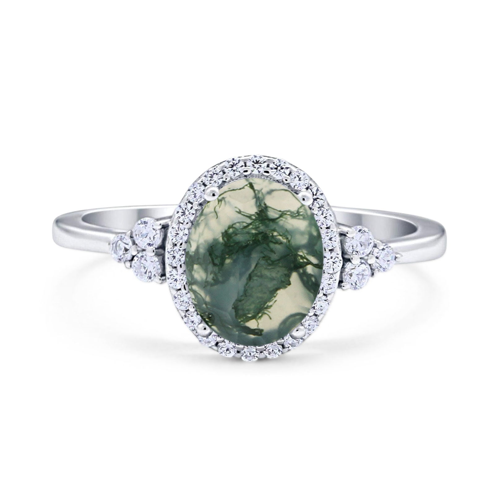 Art Deco Oval Natural Stone Wedding Ring