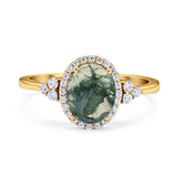 Art Deco Oval Natural Stone Wedding Ring