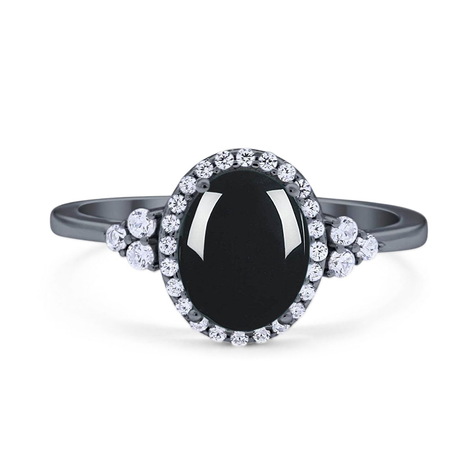 Art Deco Oval Natural Stone Wedding Ring