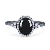 Art Deco Oval Natural Stone Wedding Ring