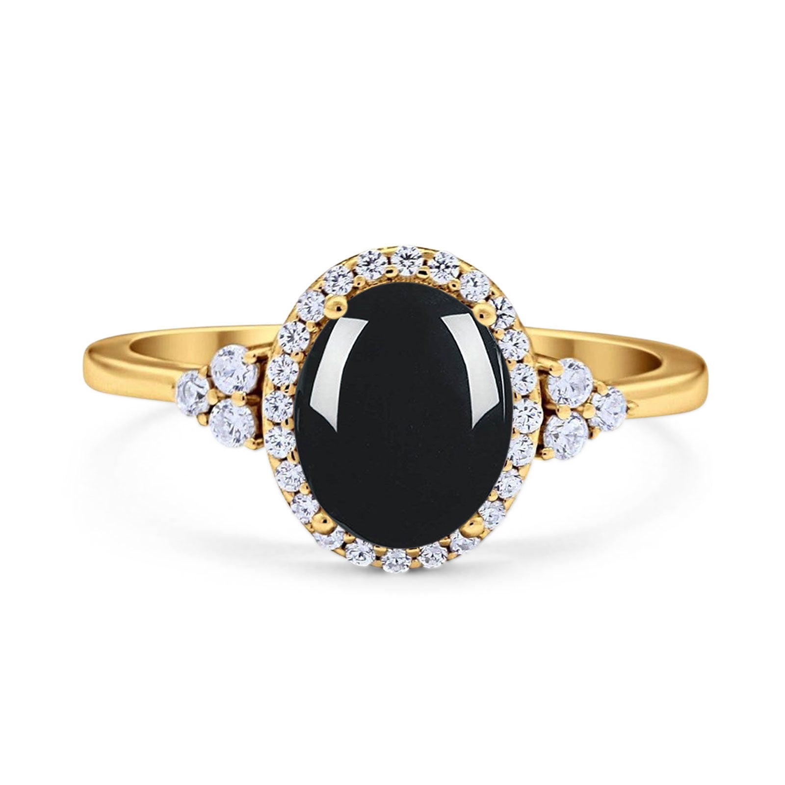 Art Deco Oval Natural Stone Wedding Ring