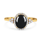 Art Deco Oval Natural Stone Wedding Ring